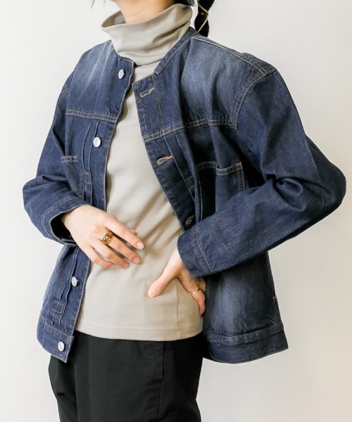 RCD(アールシーディー)の「ラウンドカラーGジャン(デニムジャケット・レディース・ブルー/ネイビー/グレー系その他6・M/L/LL/3L/4L)」の3枚目の写真