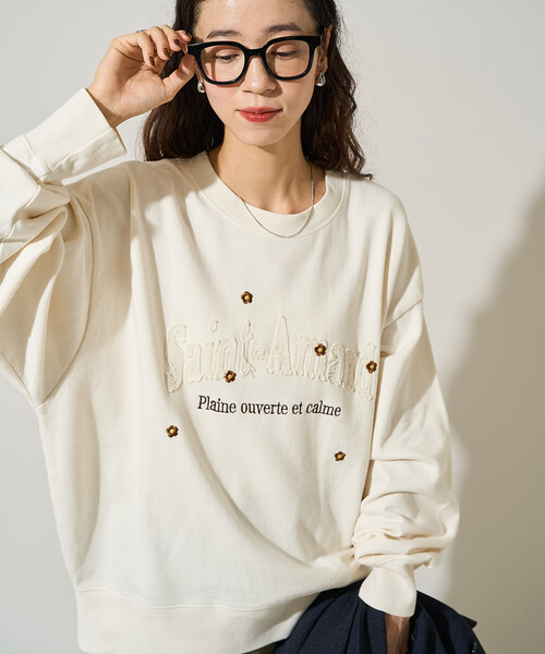 FREAK'S STORE（フリークスストア）の「デニムロゴデイジー スウェット（スウェット・レディース・ライトグレー/マスタード/ナチュラル/チャコール・ﾌﾘ-）」の3枚目の写真