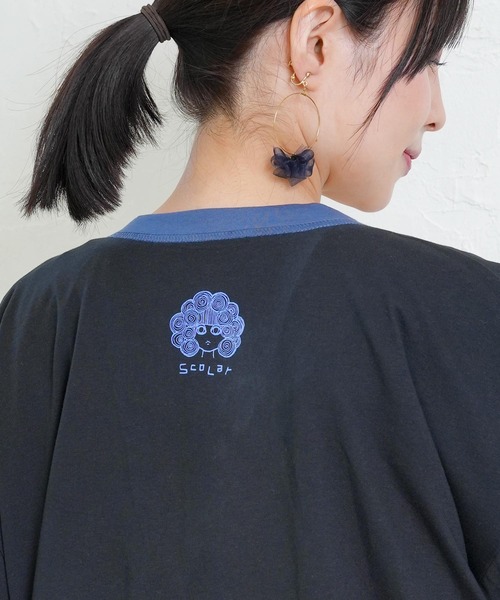 ScoLar（スカラー）の「153629：星座柄×無地リバーシブルカーディガン（Tシャツ/カットソー・レディース・ネイビー/ブラック・M）」の10枚目の写真