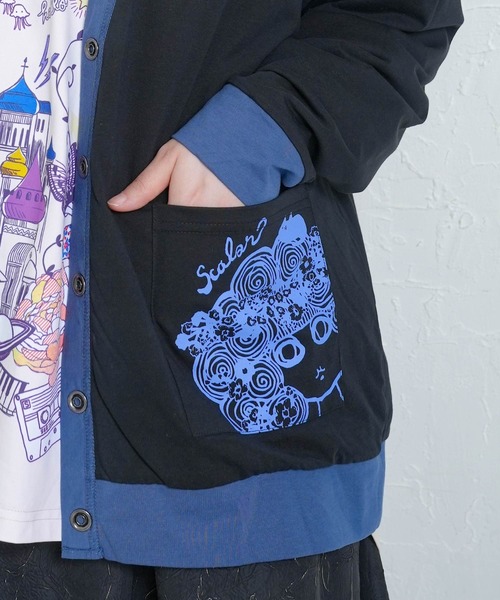 ScoLar（スカラー）の「153629：星座柄×無地リバーシブルカーディガン（Tシャツ/カットソー・レディース・ネイビー/ブラック・M）」の11枚目の写真