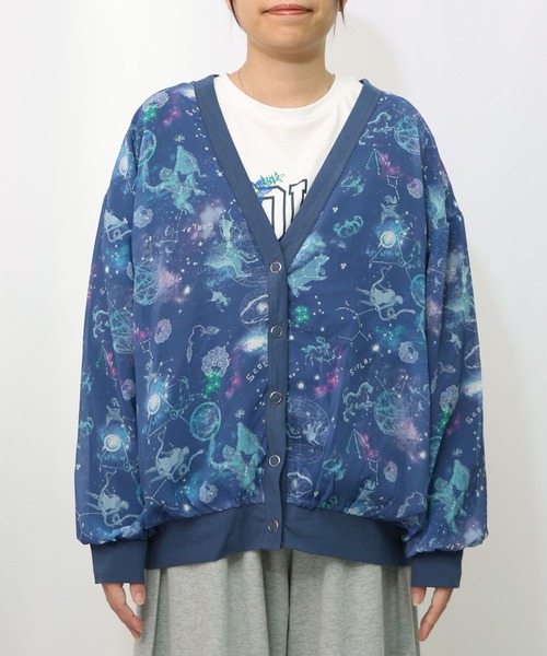 ScoLar（スカラー）の「153629：星座柄×無地リバーシブルカーディガン（Tシャツ/カットソー・レディース・ネイビー/ブラック・M）」の12枚目の写真