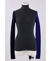 未使用に近い✨エンフォルド　ワイドスリーブスリット　Vネック　プルオーバー 黒 エムエフエディトリアル m.f.editorial 畦 Vネック ニットプル