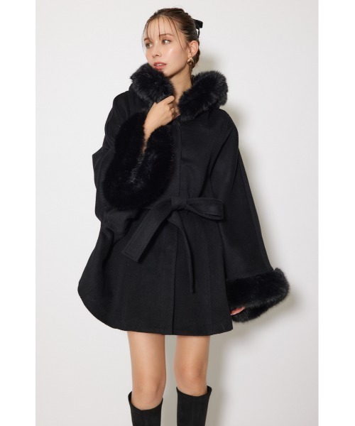 ウールMIXフードポンチョコート 秋服 冬服（ポンチョ）｜rienda