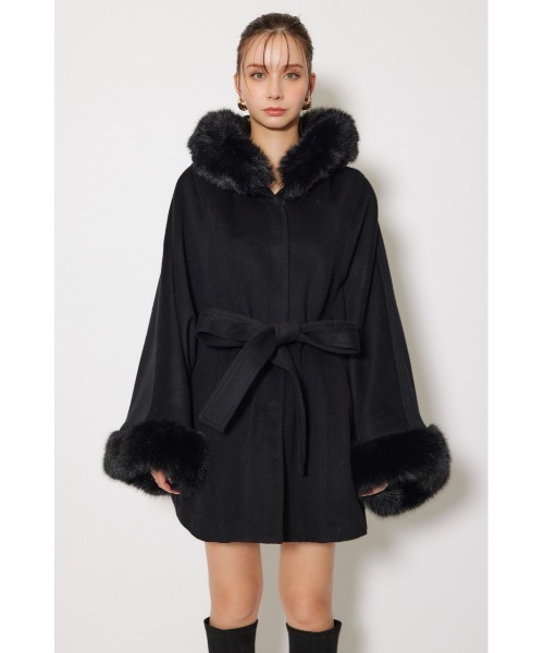 2025AW】ウールMIXフードポンチョコート 秋服 冬服（ポンチョ