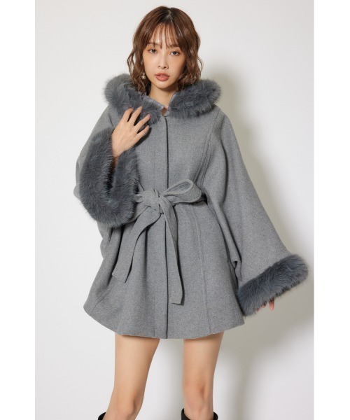 セール】【2025AW】ウールMIXフードポンチョコート 秋服 冬服