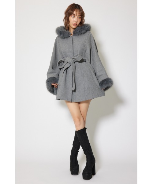 セール】【2025AW】ウールMIXフードポンチョコート 秋服 冬服