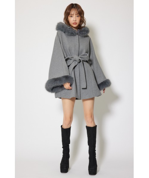 セール】【2025AW】ウールMIXフードポンチョコート 秋服 冬服