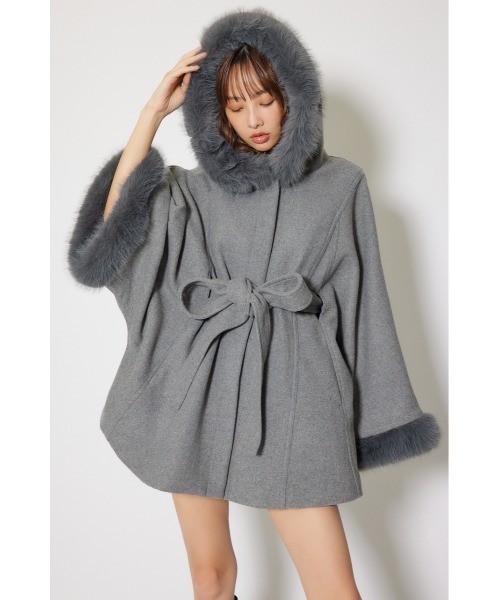 リエンダ　ウールMIXフードポンチョ 2025AW】ウールMIXフードポンチョコート 秋服 冬服（ポンチョ