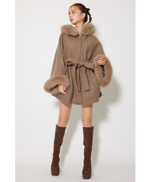 2025AW】ウールMIXフードポンチョコート 秋服 冬服（ポンチョ