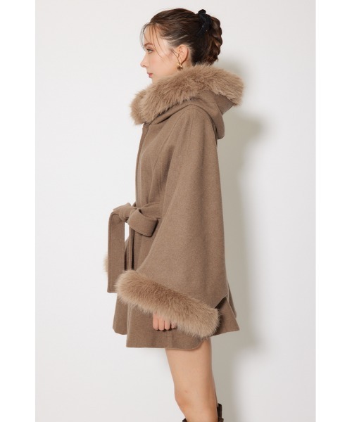 rienda（リエンダ）の「ウールMIXフードポンチョコート 秋服 冬服