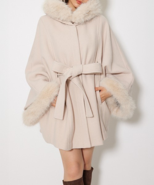 2025AW】ウールMIXフードポンチョコート 秋服 冬服（ポンチョ