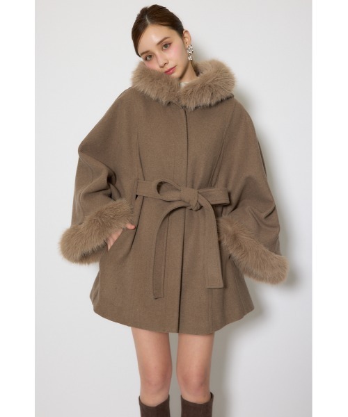 ウールMIXフードポンチョコート 秋服 冬服（ポンチョ）｜rienda