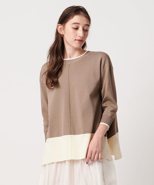 UNITED ARROWS（ユナイテッドアローズ）の「ミニマル 2WAY ニット‐ウォッシャブル‐（ニット/セーター・レディース・ブラック/ダークブラウン/ベージュ・FREE）」の4枚目の写真