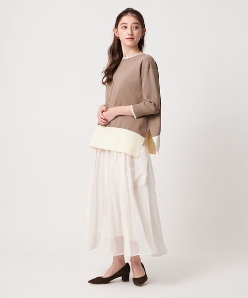 UNITED ARROWS（ユナイテッドアローズ）の「ミニマル 2WAY ニット‐ウォッシャブル‐（ニット/セーター・レディース・ブラック/ダークブラウン/ベージュ・FREE）」の5枚目の写真