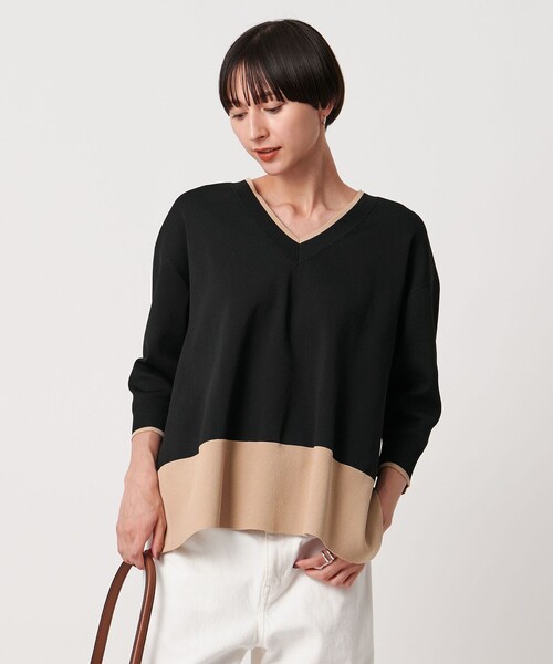 UNITED ARROWS（ユナイテッドアローズ）の「ミニマル 2WAY ニット‐ウォッシャブル‐（ニット/セーター・レディース・ブラック/ダークブラウン/ベージュ・FREE）」の7枚目の写真