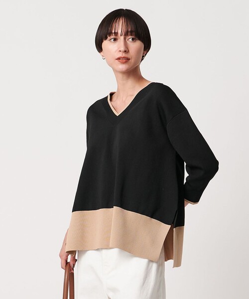 UNITED ARROWS（ユナイテッドアローズ）の「ミニマル 2WAY ニット‐ウォッシャブル‐（ニット/セーター・レディース・ブラック/ダークブラウン/ベージュ・FREE）」の8枚目の写真