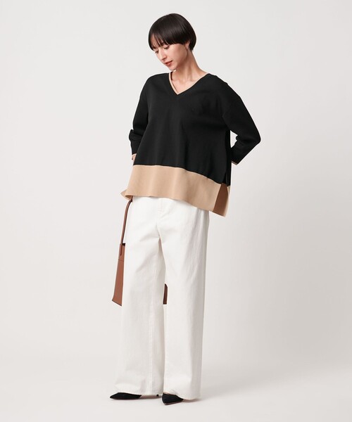 UNITED ARROWS（ユナイテッドアローズ）の「ミニマル 2WAY ニット‐ウォッシャブル‐（ニット/セーター・レディース・ブラック/ダークブラウン/ベージュ・FREE）」の9枚目の写真