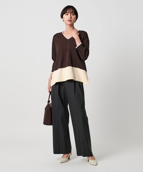 UNITED ARROWS（ユナイテッドアローズ）の「ミニマル 2WAY ニット‐ウォッシャブル‐（ニット/セーター・レディース・ブラック/ダークブラウン/ベージュ・FREE）」の10枚目の写真