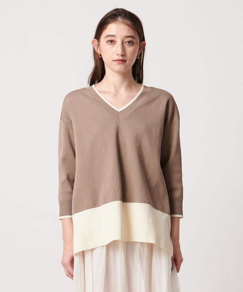 UNITED ARROWS（ユナイテッドアローズ）の「ミニマル 2WAY ニット‐ウォッシャブル‐（ニット/セーター・レディース・ブラック/ダークブラウン/ベージュ・FREE）」の13枚目の写真