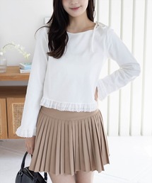 clear | 裾袖コットンフリルカットソー［韓国ファッション カジュアル ガーリー］≪AW新作≫(Tシャツ/カットソー)