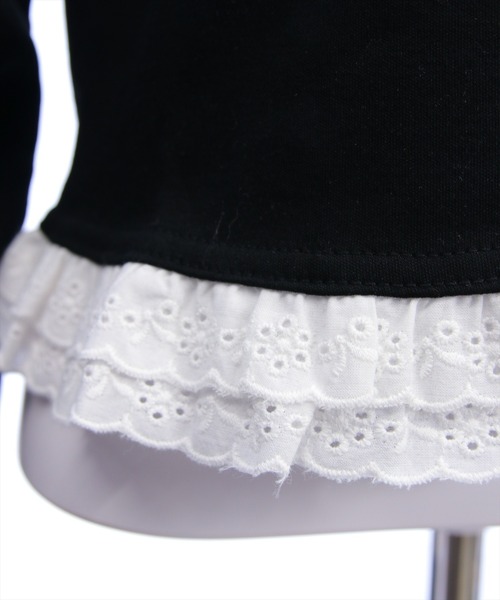 clear（クリア）の「裾袖コットンフリルカットソー［韓国ファッション カジュアル ガーリー］（Tシャツ/カットソー・レディース・グレー/ブラック/オフホワイト・F）」の16枚目の写真