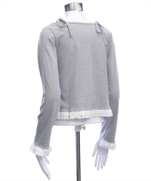 clear（クリア）の「裾袖コットンフリルカットソー［韓国ファッション カジュアル ガーリー］（Tシャツ/カットソー・レディース・グレー/ブラック/オフホワイト・F）」の8枚目の写真