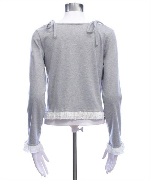 clear（クリア）の「裾袖コットンフリルカットソー［韓国ファッション カジュアル ガーリー］（Tシャツ/カットソー・レディース・グレー/ブラック/オフホワイト・F）」の9枚目の写真