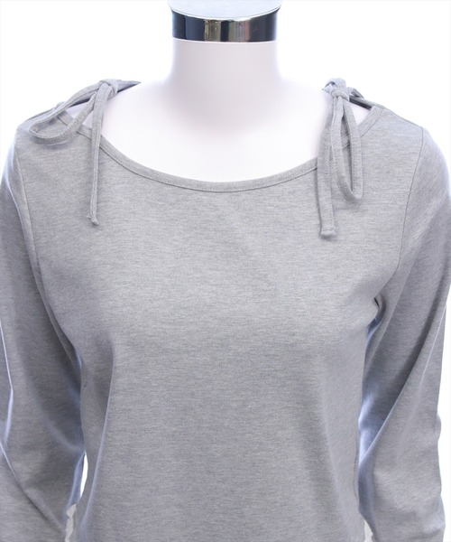 clear（クリア）の「裾袖コットンフリルカットソー［韓国ファッション カジュアル ガーリー］（Tシャツ/カットソー・レディース・グレー/ブラック/オフホワイト・F）」の10枚目の写真