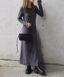 back open ribbon knit one piece /バックオープンリボンロングニットワンピース