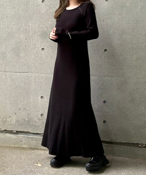 LAULEN（ローレン）の「back open ribbon knit one piece /バックオープンリボンロングニットワンピース（ワンピース・レディース・ブラウン/グレー/アイボリー/ブラック・FREE）」の19枚目の写真