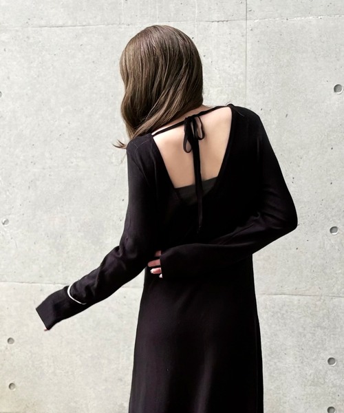 LAULEN（ローレン）の「back open ribbon knit one piece /バックオープンリボンロングニットワンピース（ワンピース・レディース・ブラウン/グレー/アイボリー/ブラック・FREE）」の20枚目の写真