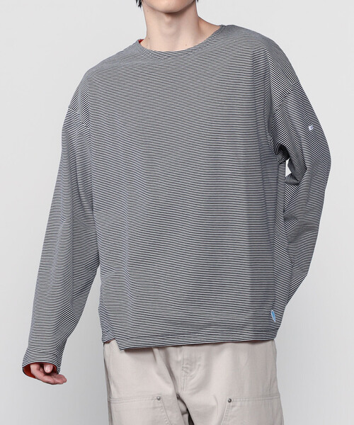 ORCIVAL(オーシバル)の「ORCIVAL | コットン天竺 ボーダーボートネックプルオーバー MEN(Tシャツ/カットソー・メンズ・ブルー系その他5・4/5)」の6枚目の写真