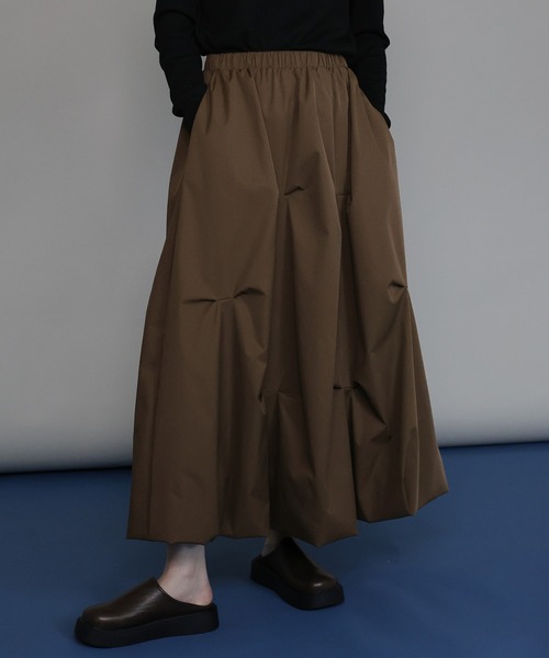 BLAMINK ブラミンク タック バルーン スカート ブラウン ランダムタックバルーンスカート（スカート）｜J by blue