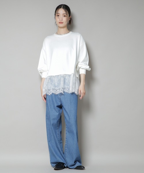 NANO universe（ナノユニバース）の「裾レースコンビペプラムカットトップス（Tシャツ/カットソー・レディース・ホワイト/グレー/ブラック・FREE）」の10枚目の写真