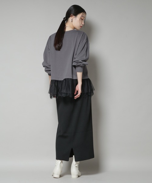 NANO universe（ナノユニバース）の「裾レースコンビペプラムカットトップス（Tシャツ/カットソー・レディース・ホワイト/グレー/ブラック・FREE）」の16枚目の写真