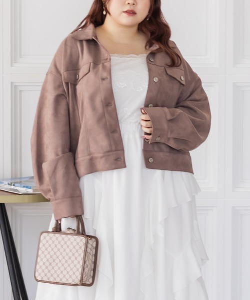CLETTE(クレット)の「CLETTEオリジナルフェイクスエードジャケット(その他アウター・レディース・アイボリー/ベージュ/モカ・LL/4L/3L)」の3枚目の写真