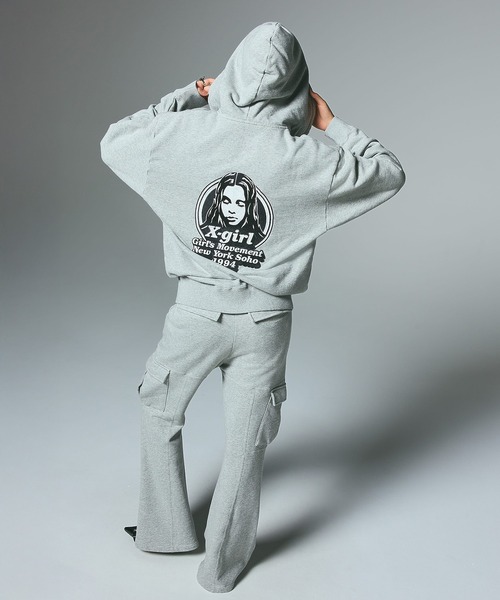 X-girl(エックスガール)の「CARGO POCKET FLARE SWEAT PANTS(スウェットパンツ・レディース・アッシュ/ブラック・S/M)」の14枚目の写真