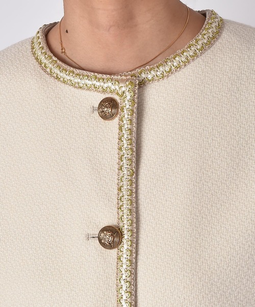 AKTE（アクテ）の「ツイードジャケット（ノーカラージャケット・レディース・アイボリー/チャコールグレー・FREE）」の20枚目の写真