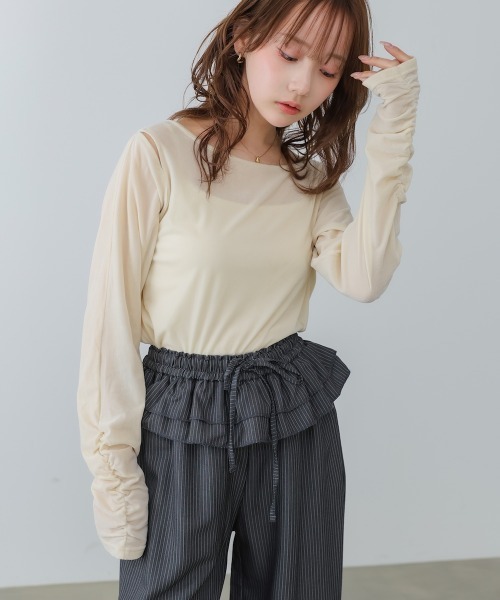 Bab（バブ）の「前後2WAYシアーベロアトップス（Tシャツ/カットソー・レディース・ブラック/オフホワイト/ベージュ・FREE）」の22枚目の写真