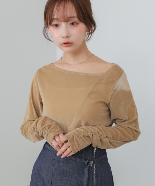 Bab（バブ）の「前後2WAYシアーベロアトップス（Tシャツ/カットソー・レディース・ブラック/オフホワイト/ベージュ・FREE）」の19枚目の写真