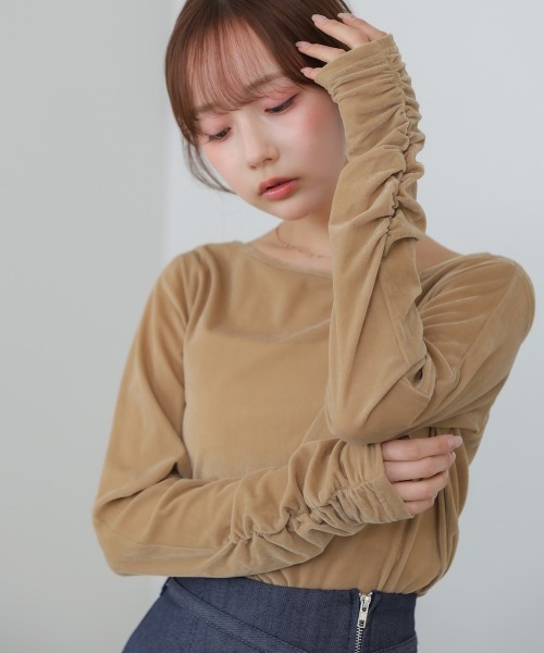 Bab（バブ）の「前後2WAYシアーベロアトップス（Tシャツ/カットソー・レディース・ブラック/オフホワイト/ベージュ・FREE）」の17枚目の写真