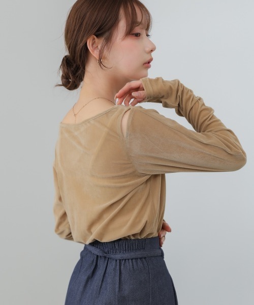 Bab（バブ）の「前後2WAYシアーベロアトップス（Tシャツ/カットソー・レディース・ブラック/オフホワイト/ベージュ・FREE）」の16枚目の写真