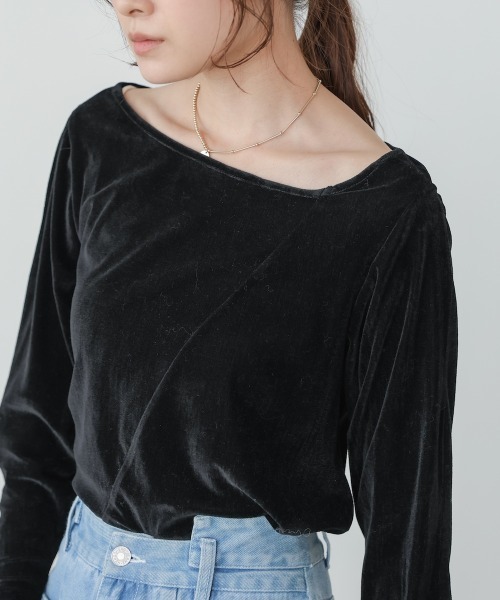 Bab（バブ）の「前後2WAYシアーベロアトップス（Tシャツ/カットソー・レディース・ブラック/オフホワイト/ベージュ・FREE）」の8枚目の写真