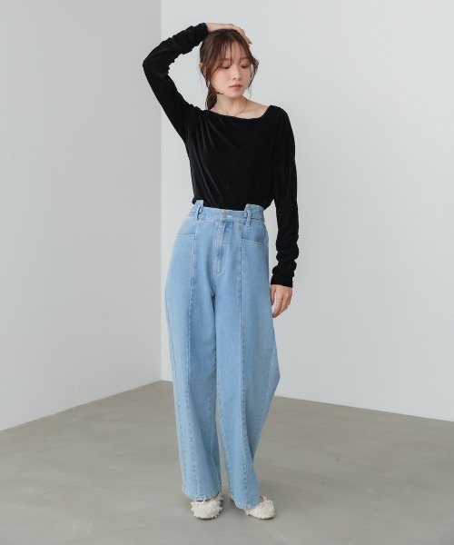 Bab（バブ）の「前後2WAYシアーベロアトップス（Tシャツ/カットソー・レディース・ブラック/オフホワイト/ベージュ・FREE）」の9枚目の写真