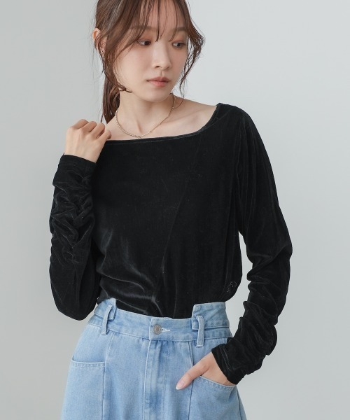 Bab（バブ）の「前後2WAYシアーベロアトップス（Tシャツ/カットソー・レディース・ブラック/オフホワイト/ベージュ・FREE）」の10枚目の写真