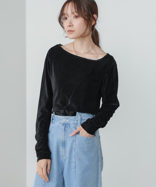 Bab（バブ）の「前後2WAYシアーベロアトップス（Tシャツ/カットソー・レディース・ブラック/オフホワイト/ベージュ・FREE）」の11枚目の写真