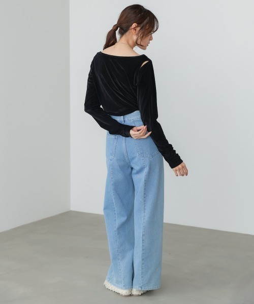 Bab（バブ）の「前後2WAYシアーベロアトップス（Tシャツ/カットソー・レディース・ブラック/オフホワイト/ベージュ・FREE）」の12枚目の写真