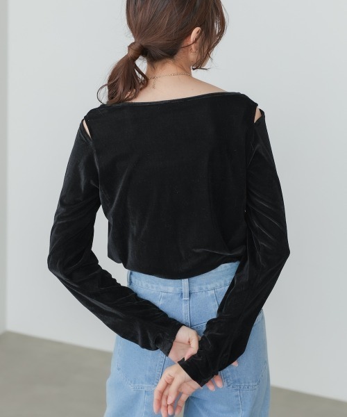 Bab（バブ）の「前後2WAYシアーベロアトップス（Tシャツ/カットソー・レディース・ブラック/オフホワイト/ベージュ・FREE）」の13枚目の写真