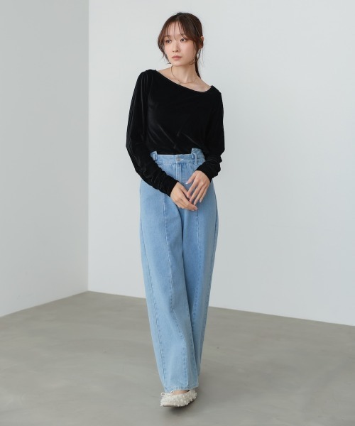 Bab（バブ）の「前後2WAYシアーベロアトップス（Tシャツ/カットソー・レディース・ブラック/オフホワイト/ベージュ・FREE）」の14枚目の写真