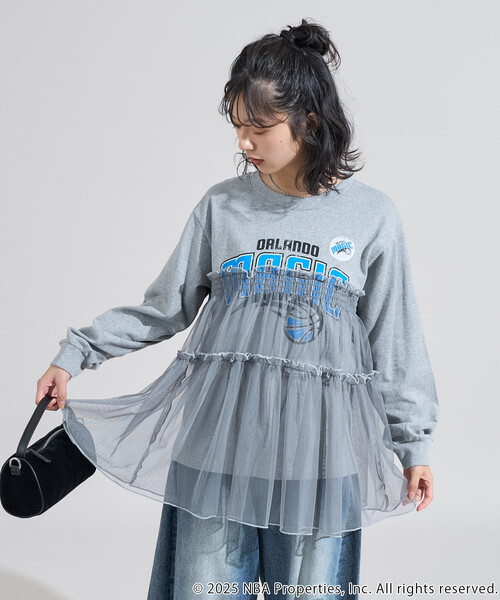 FREAK'S STORE(フリークスストア)の「NBAチュールフリル ロンT(Tシャツ/カットソー・レディース・チャコールグレー/オフホワイト/ライトグレー・フリ-)」の3枚目の写真